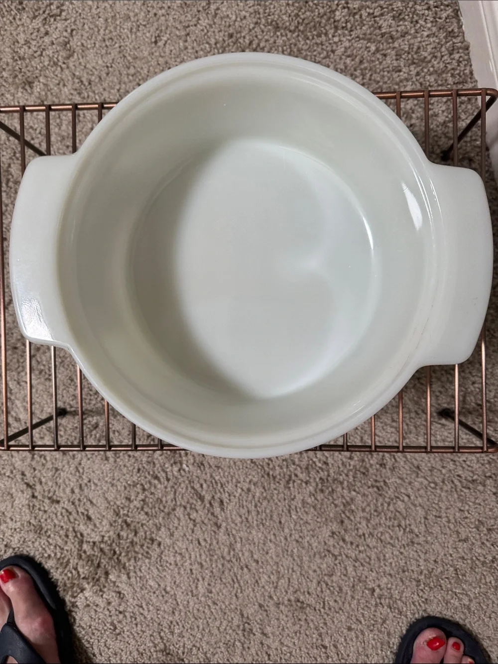 Vintage Anchor Hocking White Milk Glass Oven Proof Bowl with Handles